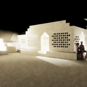 نمای شب محوطه برکه نمای شب محوطه برکه